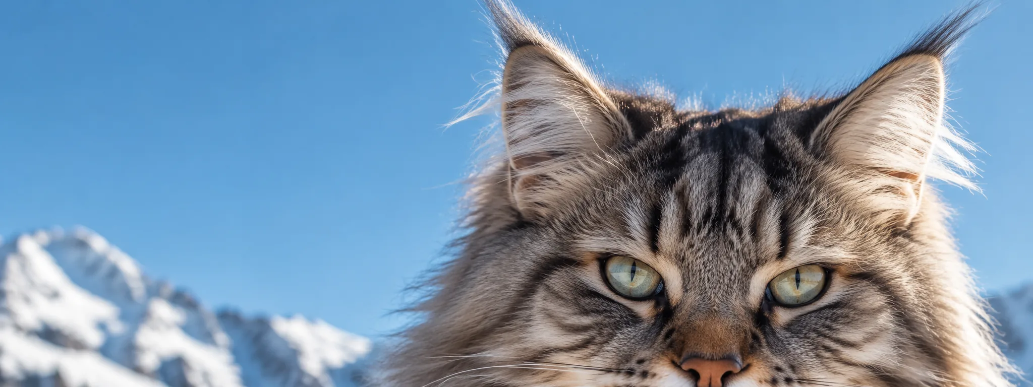 Gato fotografado de perto sob céu azul